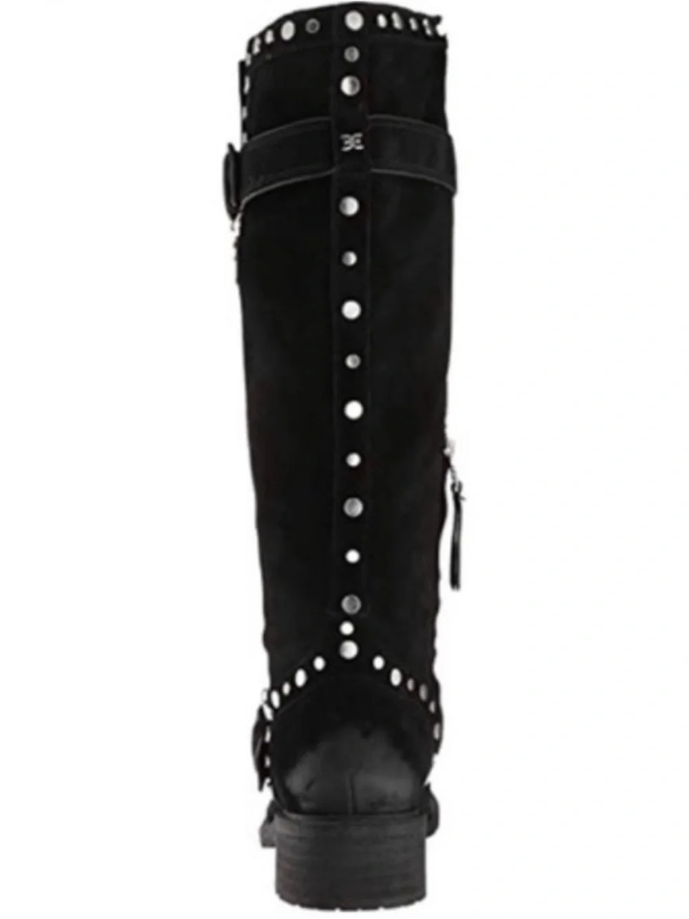 Sam Edelman Deryn Black Suede Studded Moto Biker Knee High Boots Size 7